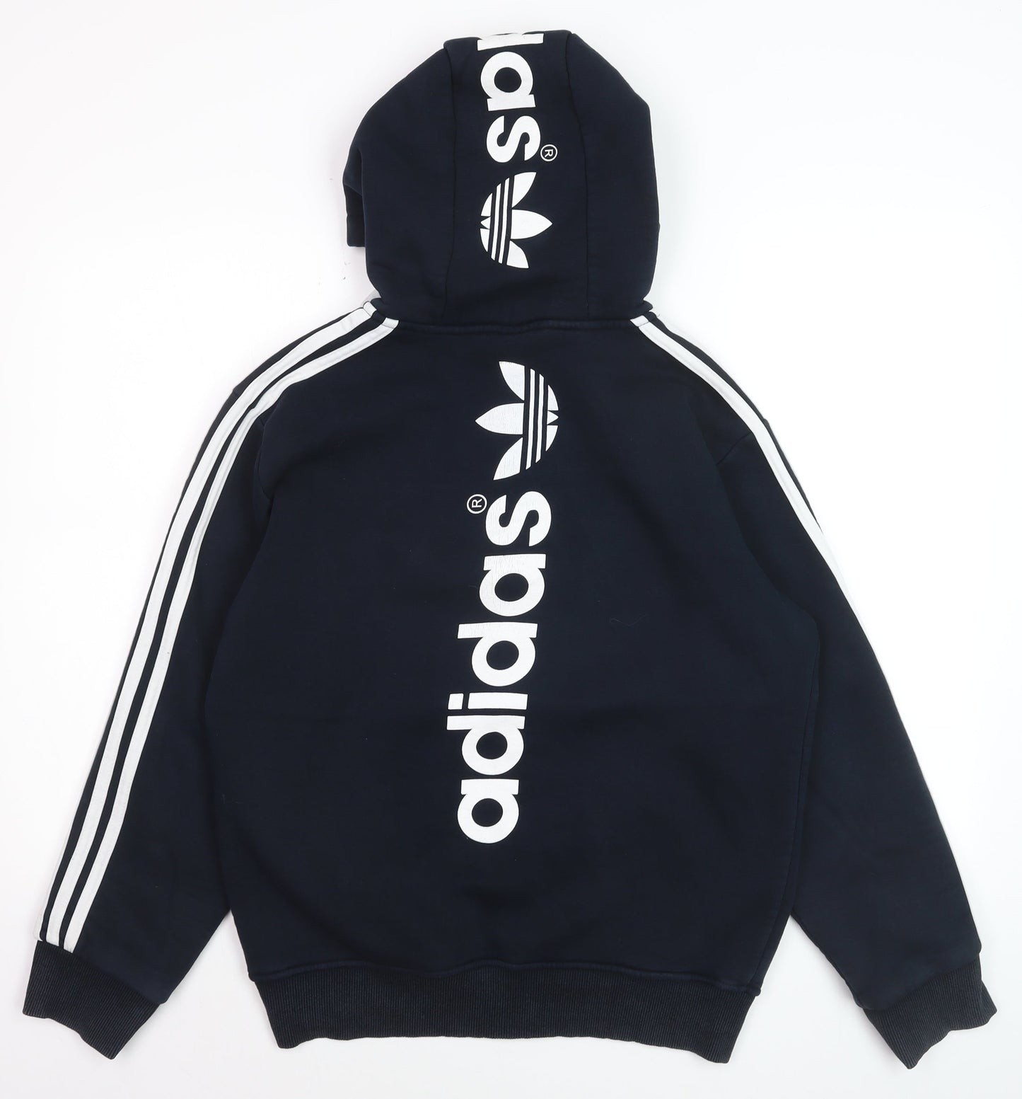 Adidas Mens Blue Full Zip Hoodie Size M Logo Sports Cotton Sweatshirt