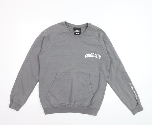 Preloved GrindCity Men's Grey XS Crew Neck Pullover Sweatshirt - Front
