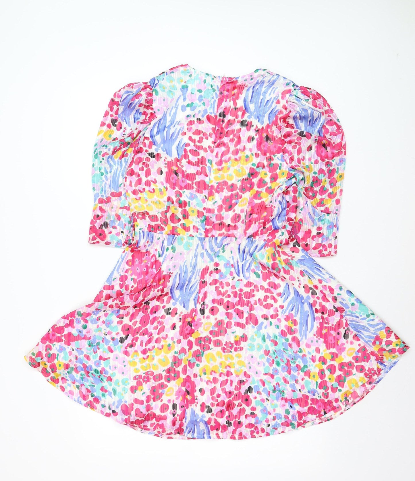 Girl In Mind Womens Multicoloured Size 10 Puff Sleeve Wrap Dress