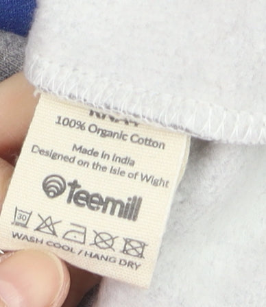 Teemill Men's Grey Graphic Print Sweatshirt 2XL Organic Cotton Crew Neck