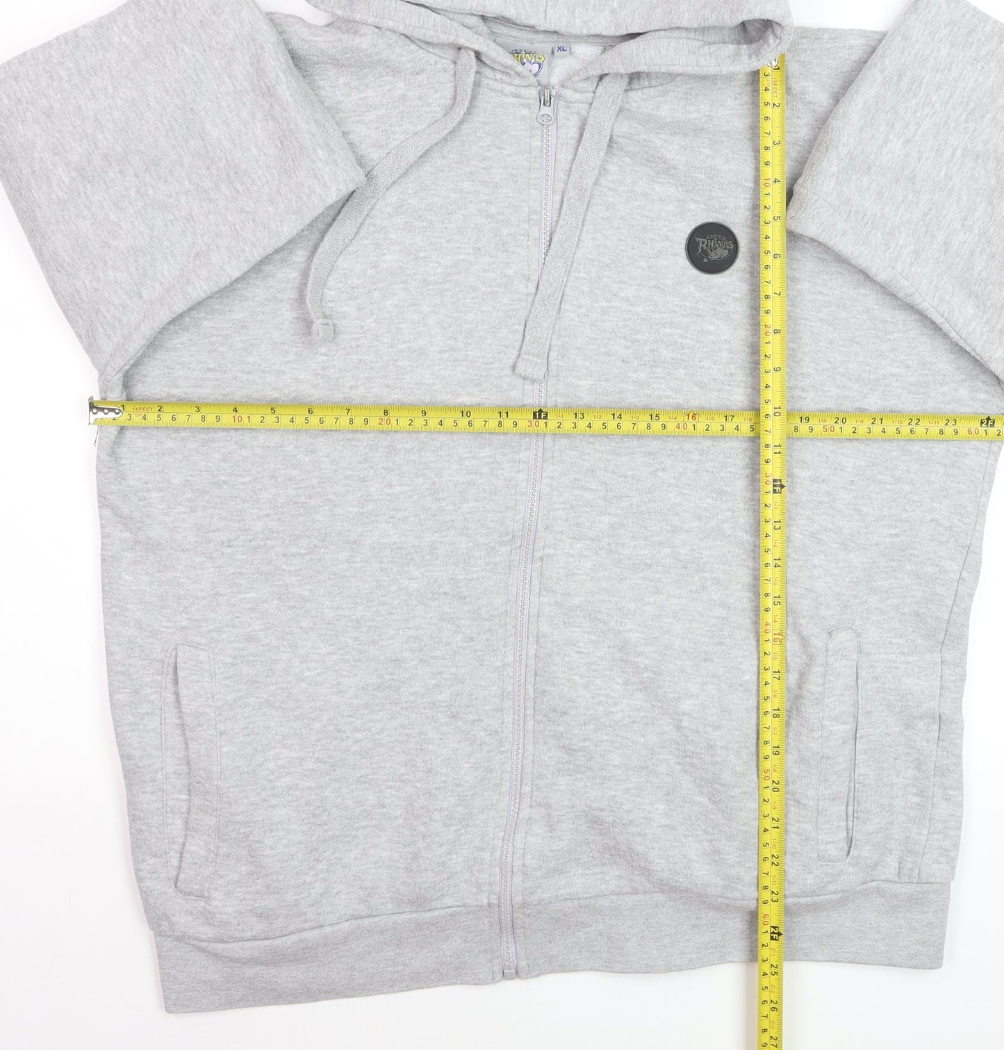 Leeds Rhinos Mens Grey XL Full Zip Hoodie Sweatshirt