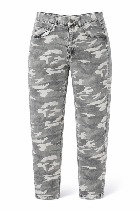 PULL&BEAR Women's Grey Camouflage High Rise Straight Jeans Size 10