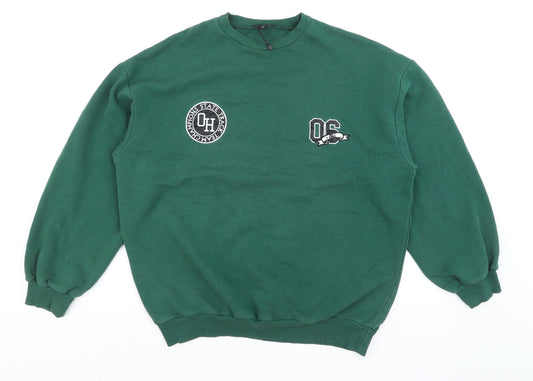Boohoo Women's Green Crew Neck Pullover Sweatshirt XS Casual