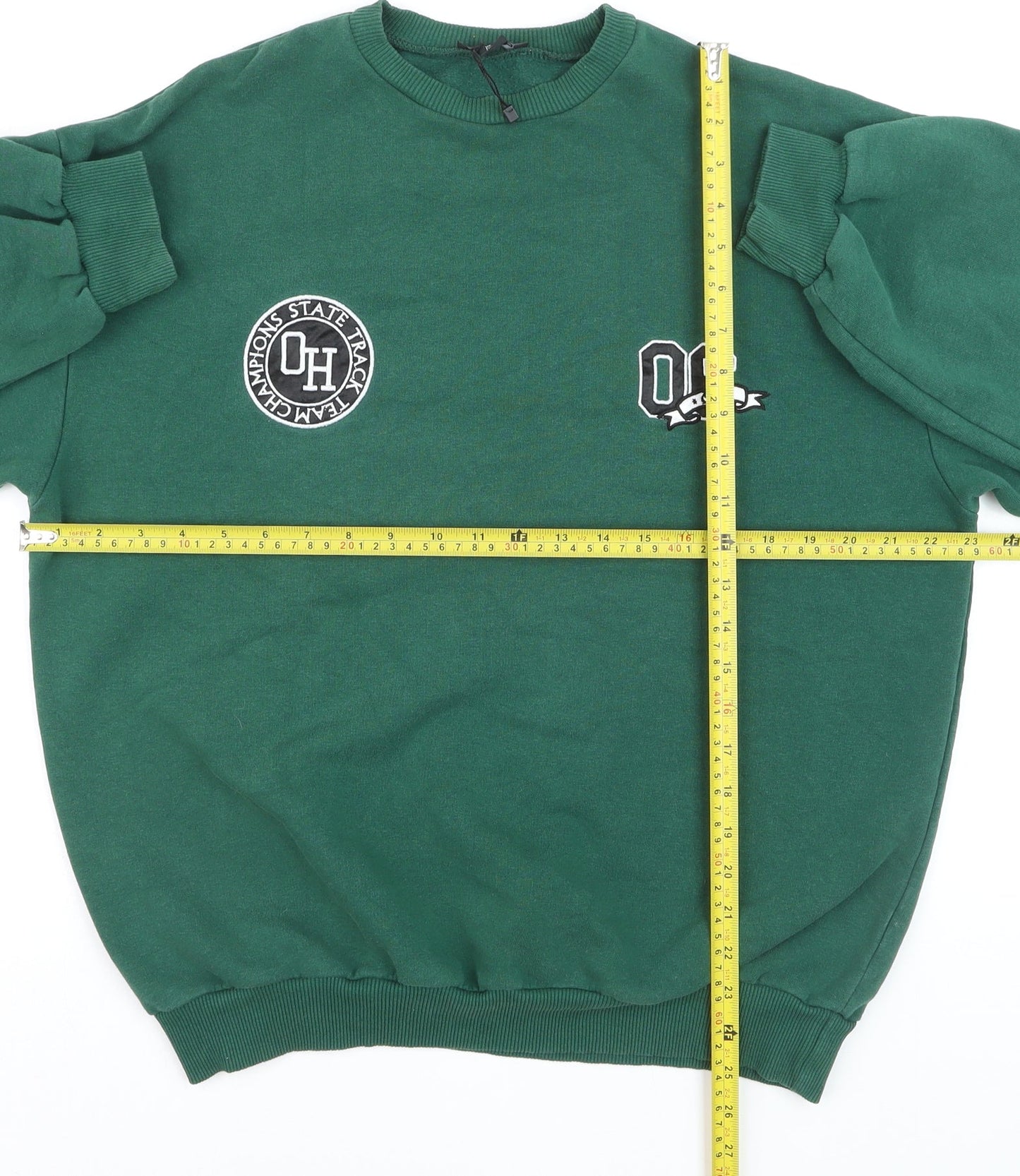 Boohoo Women's Green Crew Neck Pullover Sweatshirt XS Casual