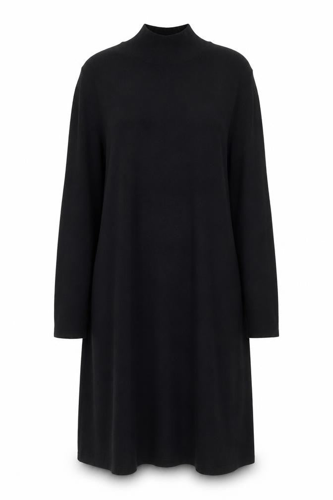 Pieces Women Black Shift Knit Dress L Long Sleeve High Neck