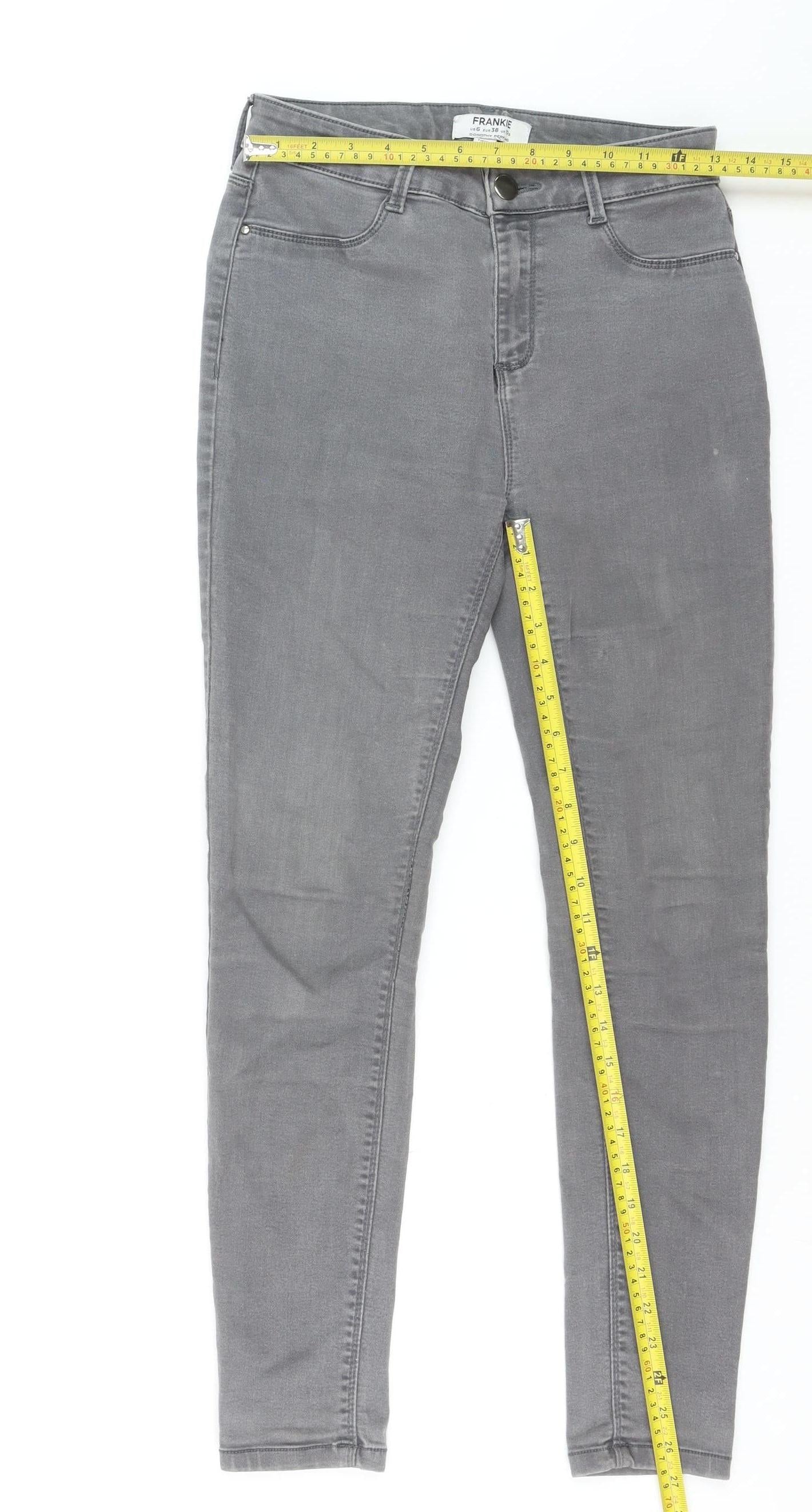 Dorothy Perkins FRANKIE Women's Grey Size 10 Skinny Jeans