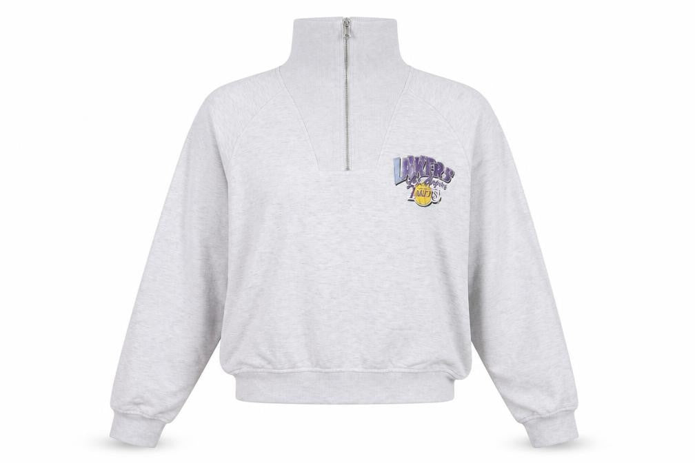 NBA Los Angeles Lakers Grey 1/4 Zip Sweatshirt Women M Regular Fit
