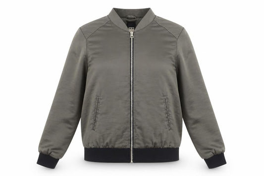 New Look Women's Green Bomber Jacket Size 10 Satin Zip Style