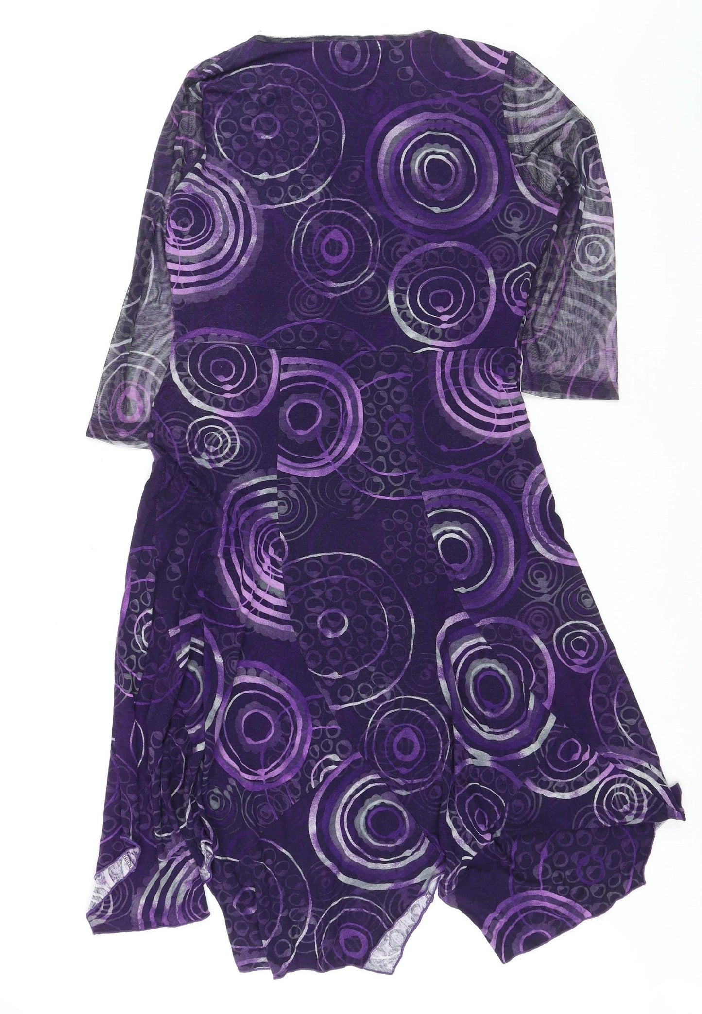 Aria Womens Purple Geometric Fit & Flare Midi Dress Size 16