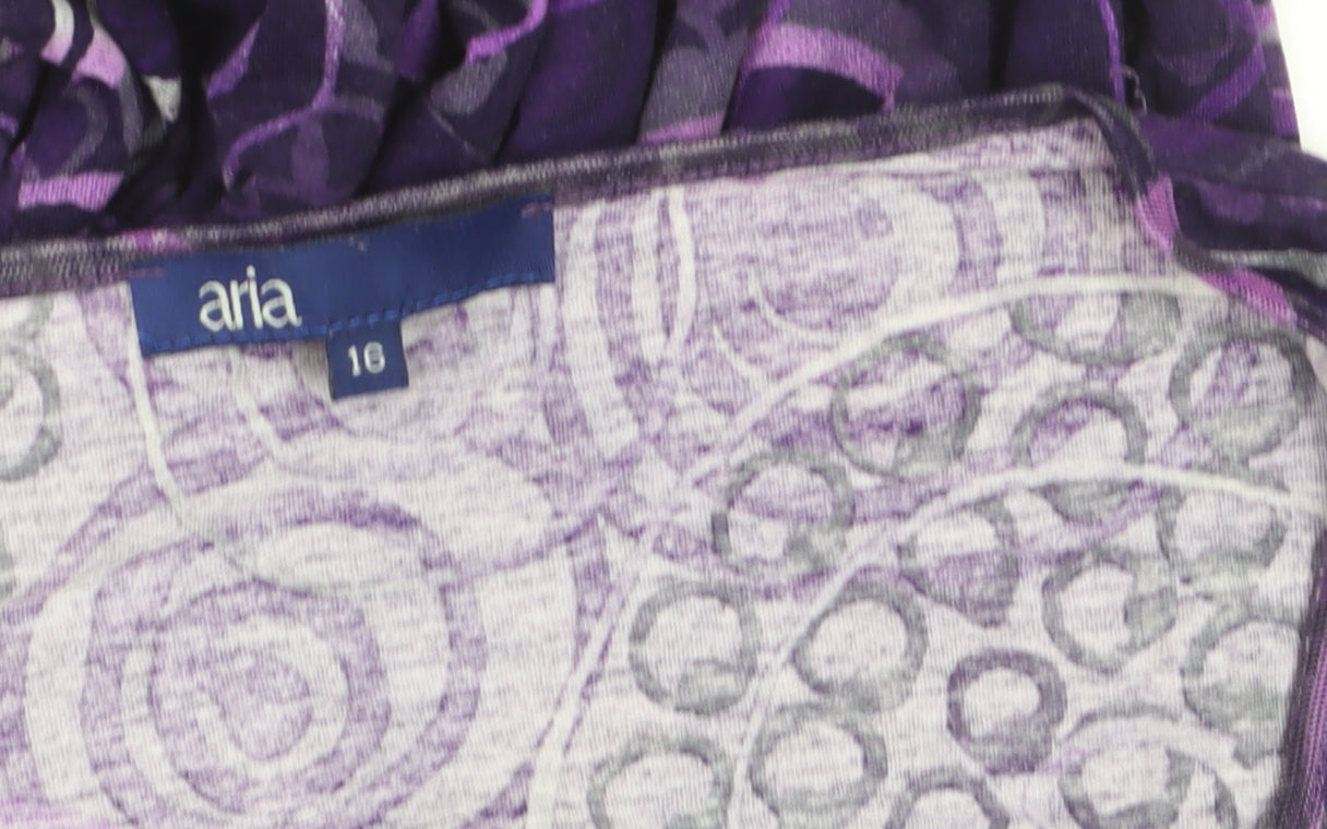 Aria Womens Purple Geometric Fit & Flare Midi Dress Size 16