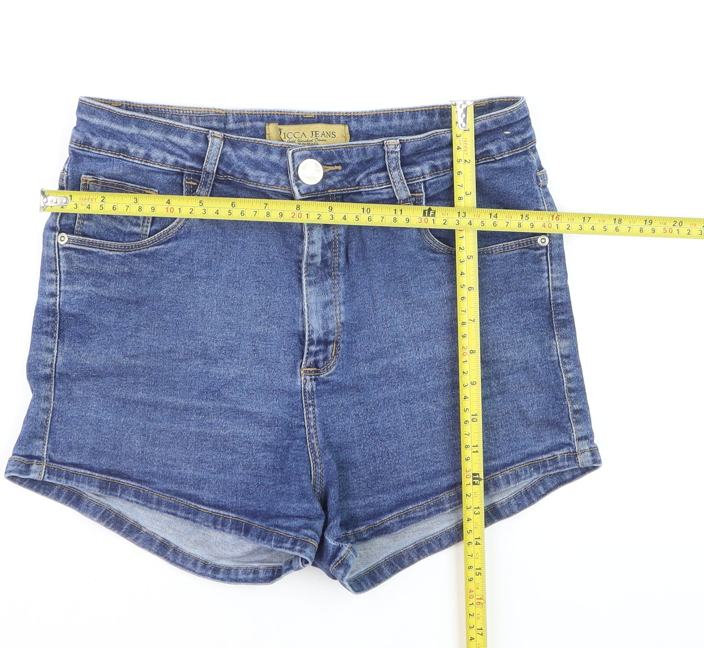 Ricca Jeans Women's Blue Denim High Rise Shorts Size 16