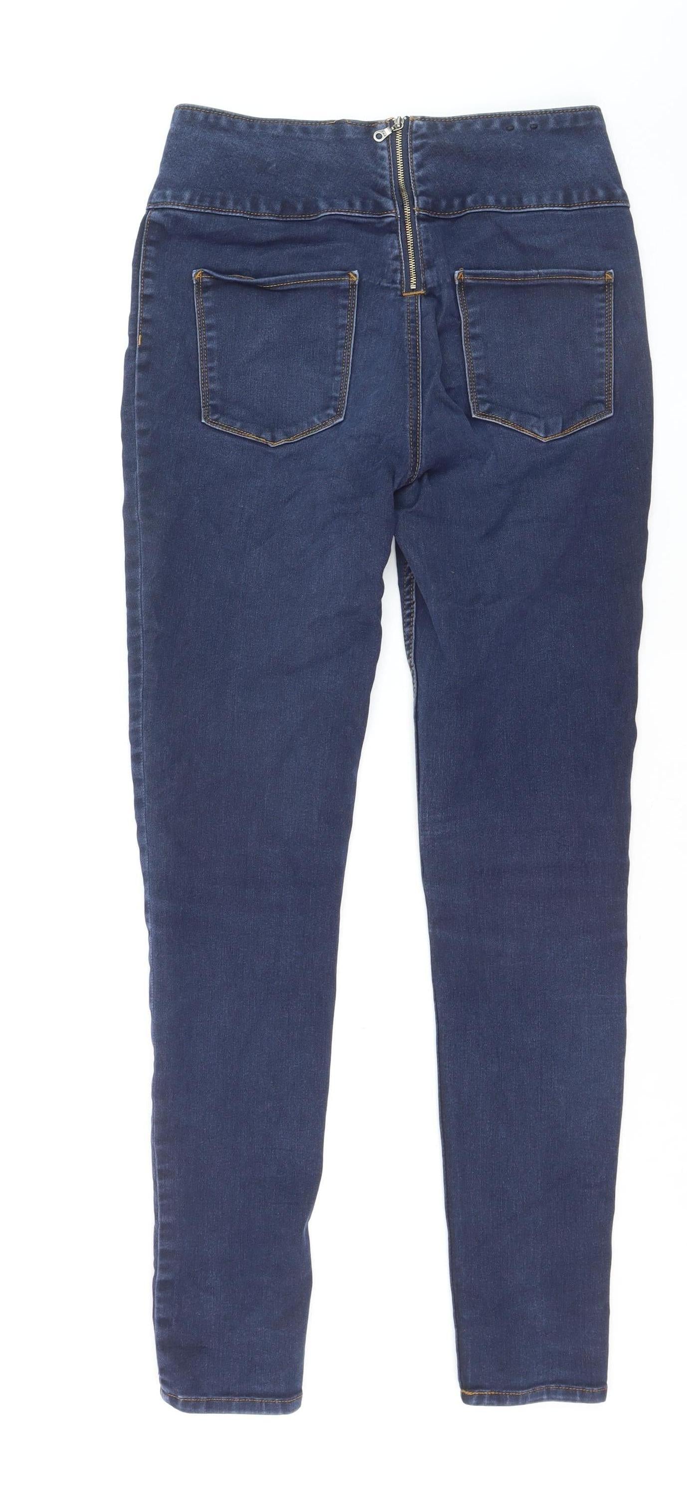 Pieces Womens Blue High Rise Jegging Jeans Size L Slim Fit Stretch Denim