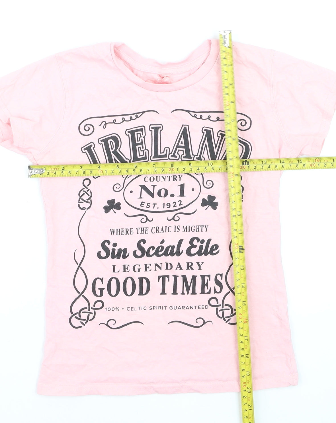 Shotshirt Ireland Pink Supersoft Cotton Girls T-Shirt Small Graphic Print