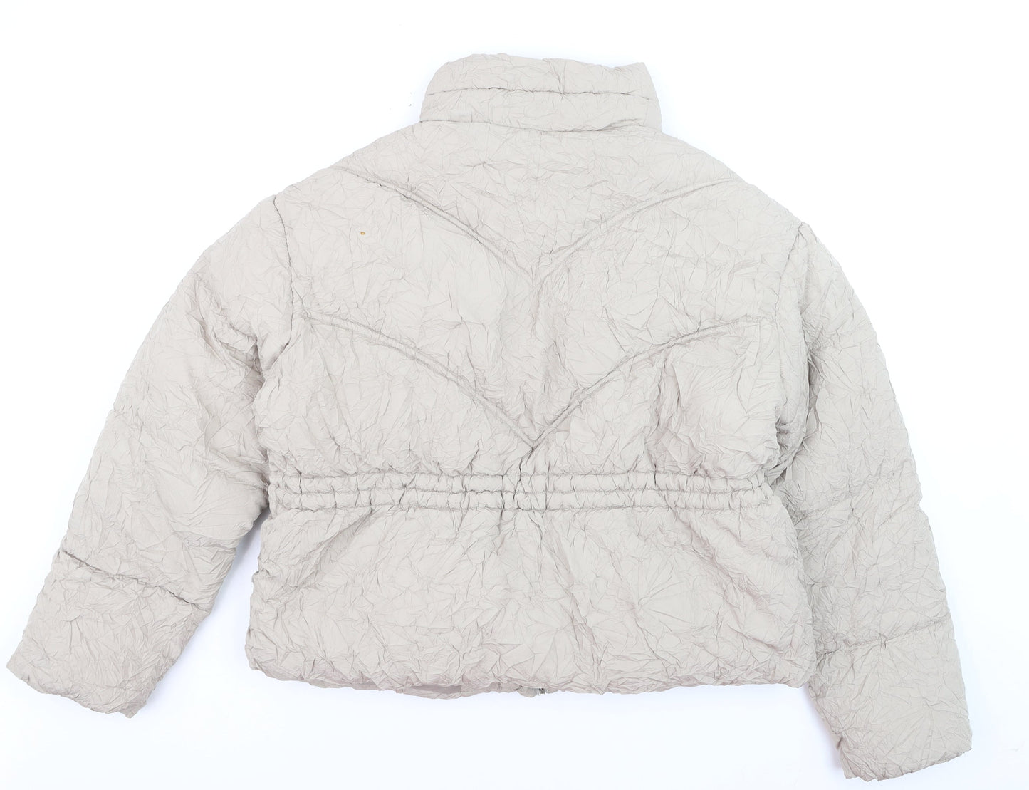 Boohoo Women’s Beige Puffer Jacket Size 10 Short Winter Coat