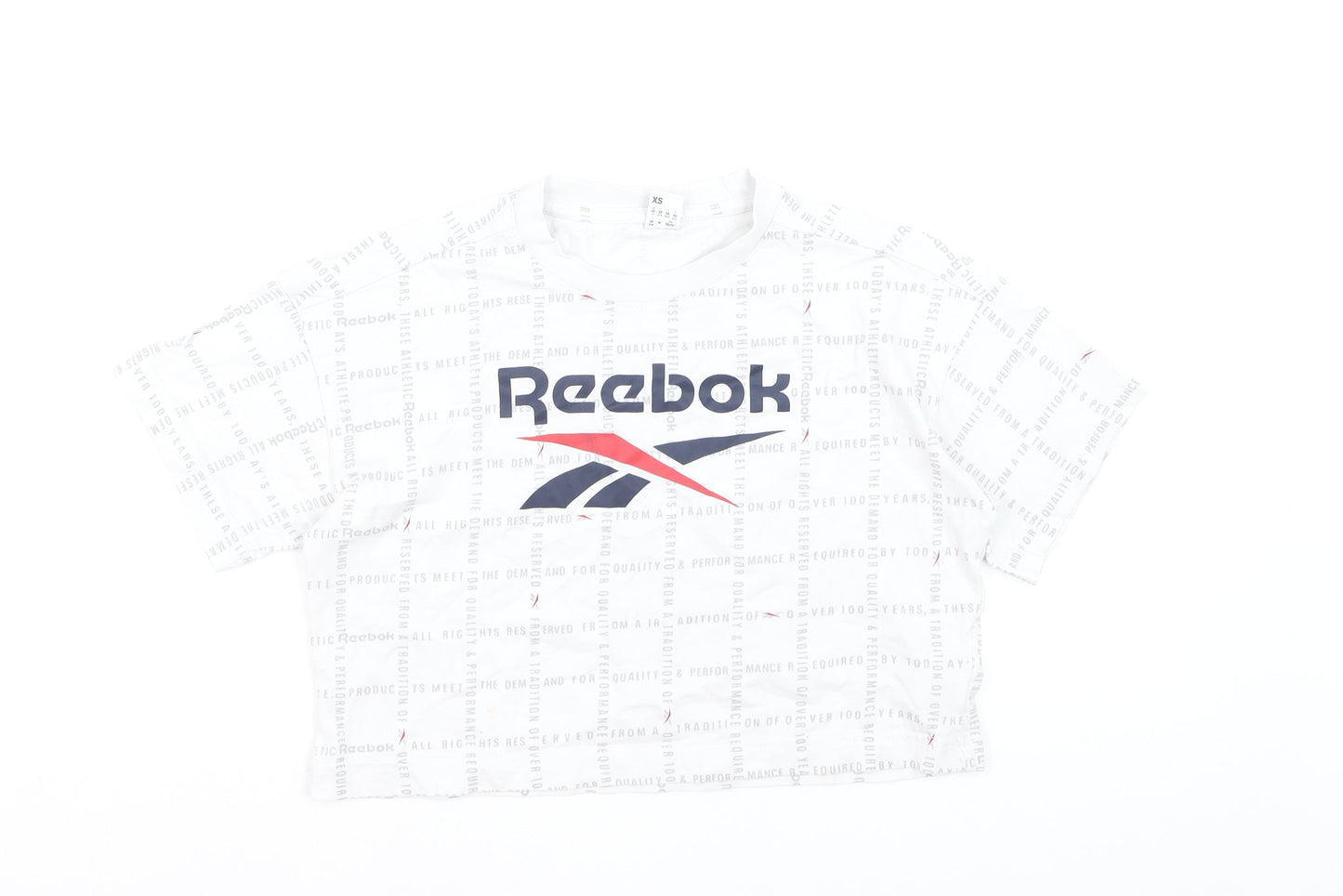 Reebok Women's White Cropped Logo T-Shirt XS Casual Sportswear