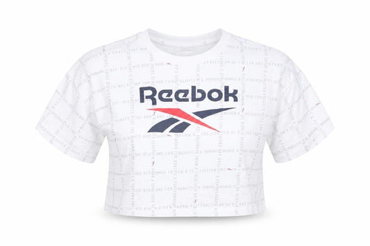 Reebok Women's White Cropped Logo T-Shirt XS Casual Sportswear