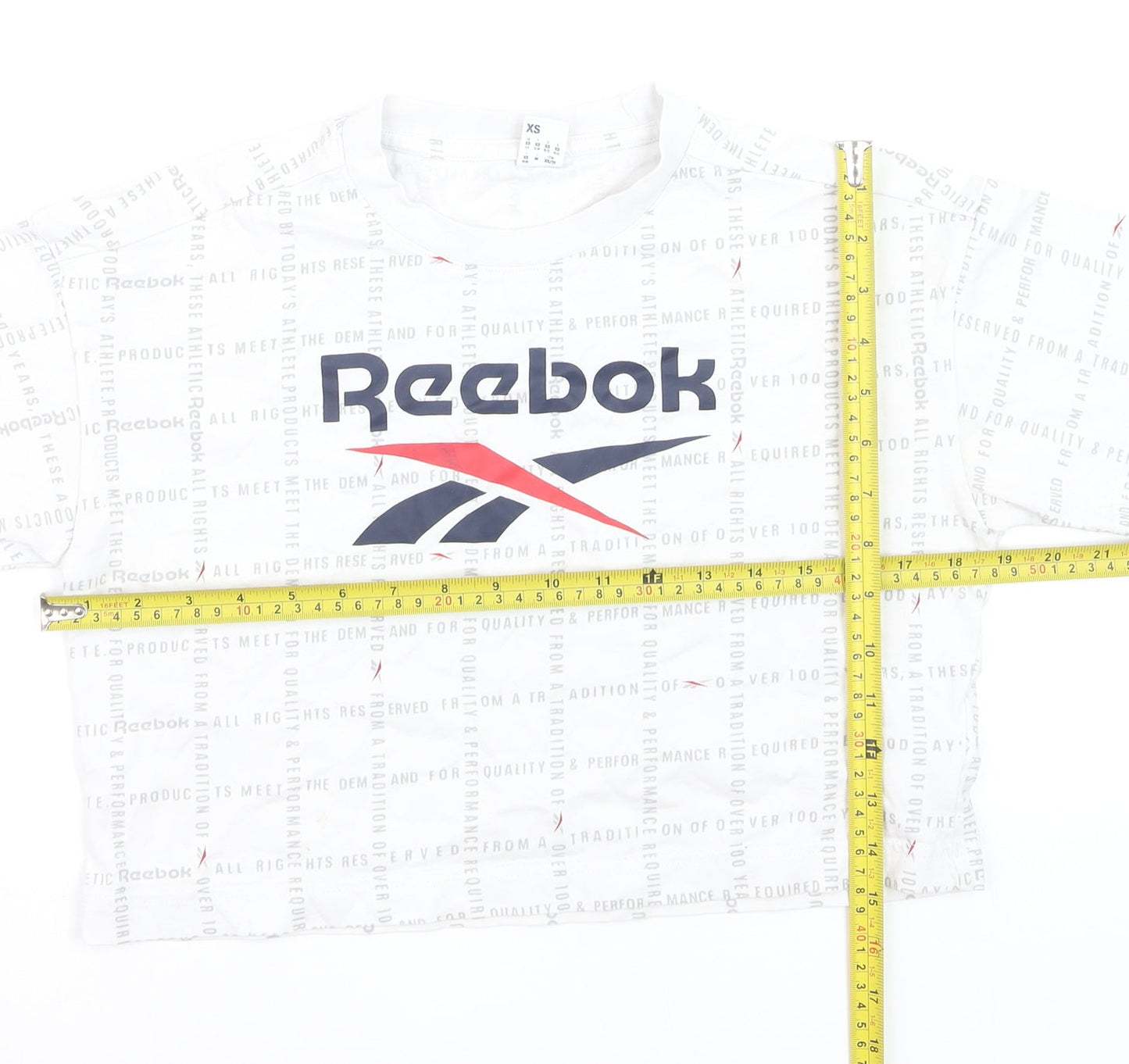 Reebok Women's White Cropped Logo T-Shirt XS Casual Sportswear