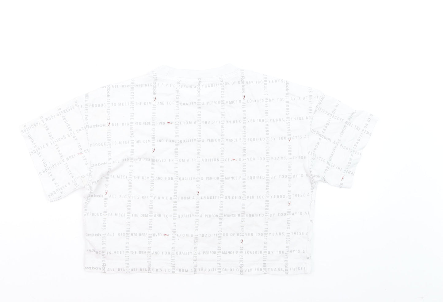 Reebok Women's White Cropped Logo T-Shirt XS Casual Sportswear