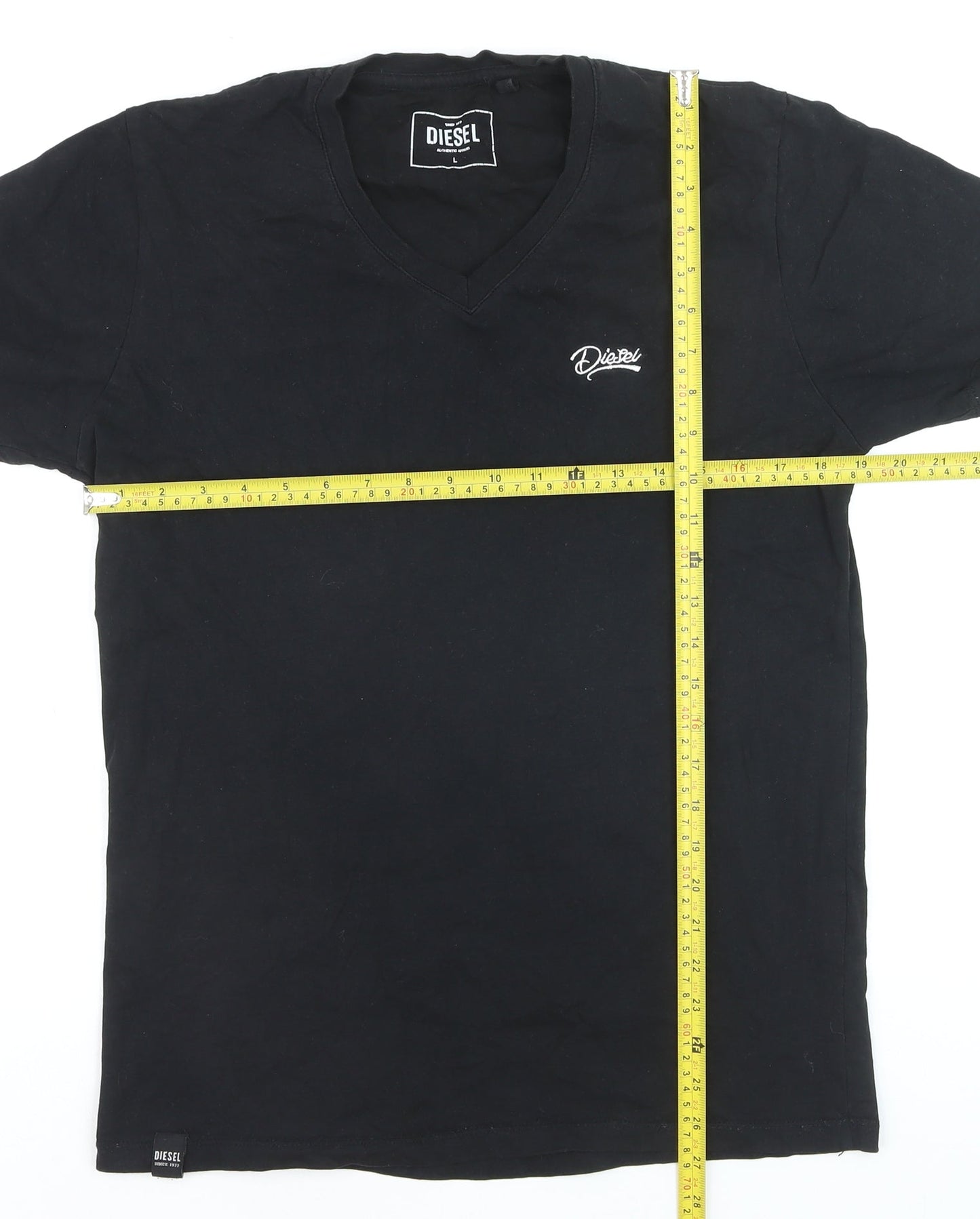 Diesel Men's Black V-Neck Cotton T-Shirt Size L