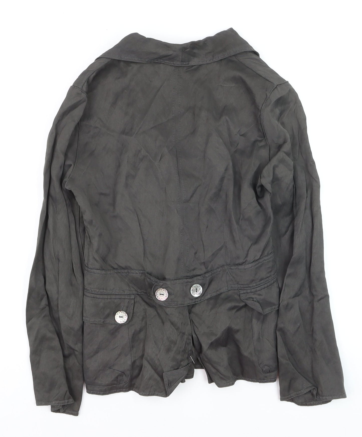 Les Gens Womens Grey Viscose Blend Button Blazer Jacket Size S