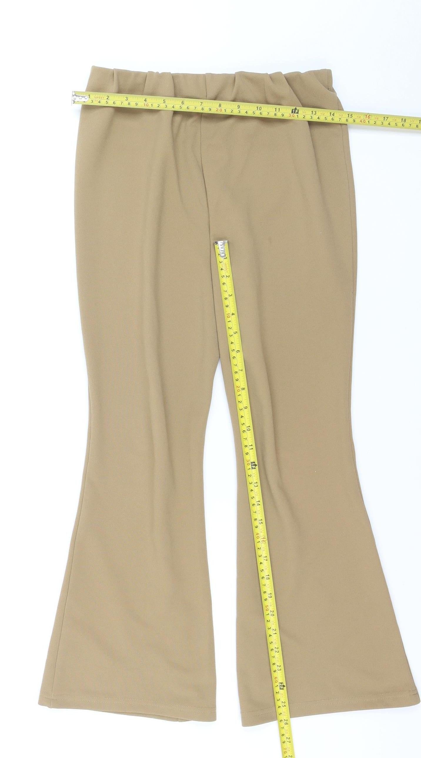 Vero Moda Women Beige Flared Jersey Stretch Trousers Size S