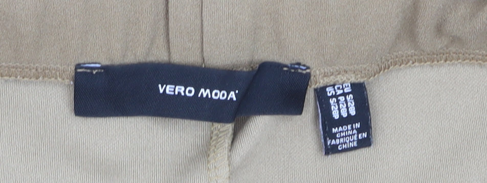 Vero Moda Women Beige Flared Jersey Stretch Trousers Size S