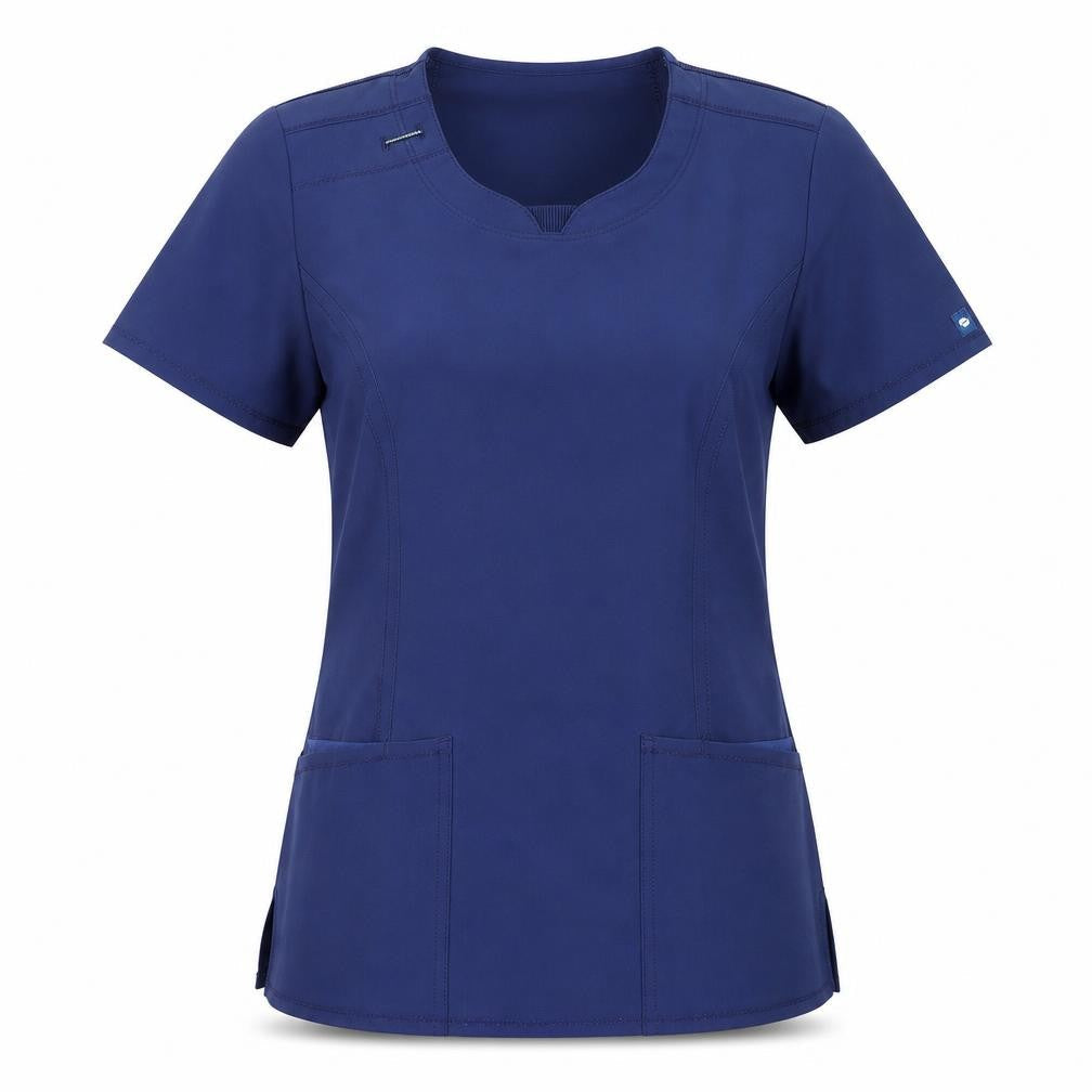Infinity Womens Blue Short Sleeve Workwear T-Shirt Top Size L