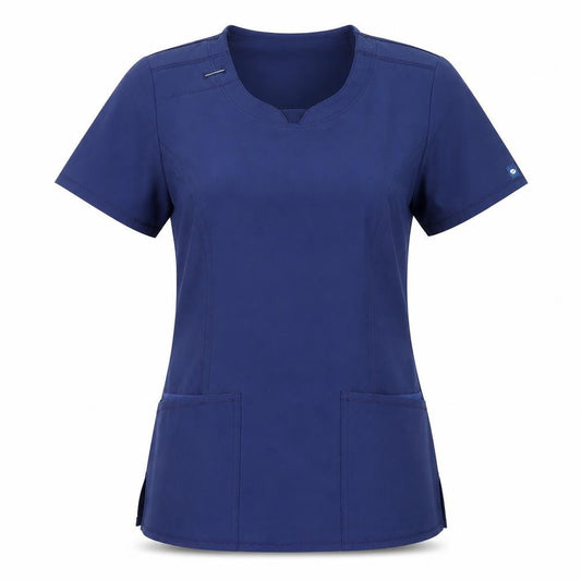 Infinity Womens Blue Short Sleeve Workwear T-Shirt Top Size L