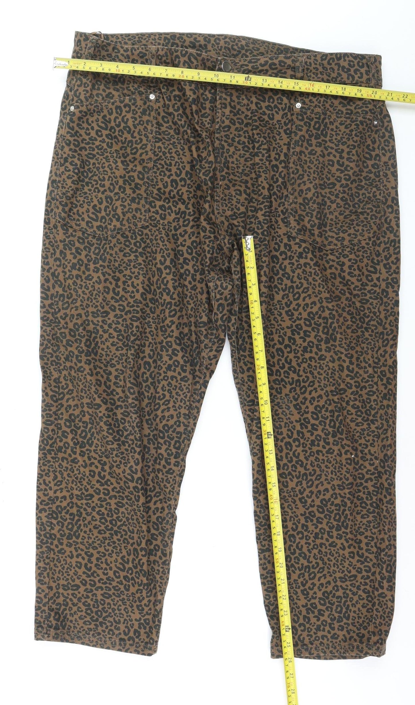 Bonmarche Women's Brown Animal Print Straight Leg Jeans Size 20