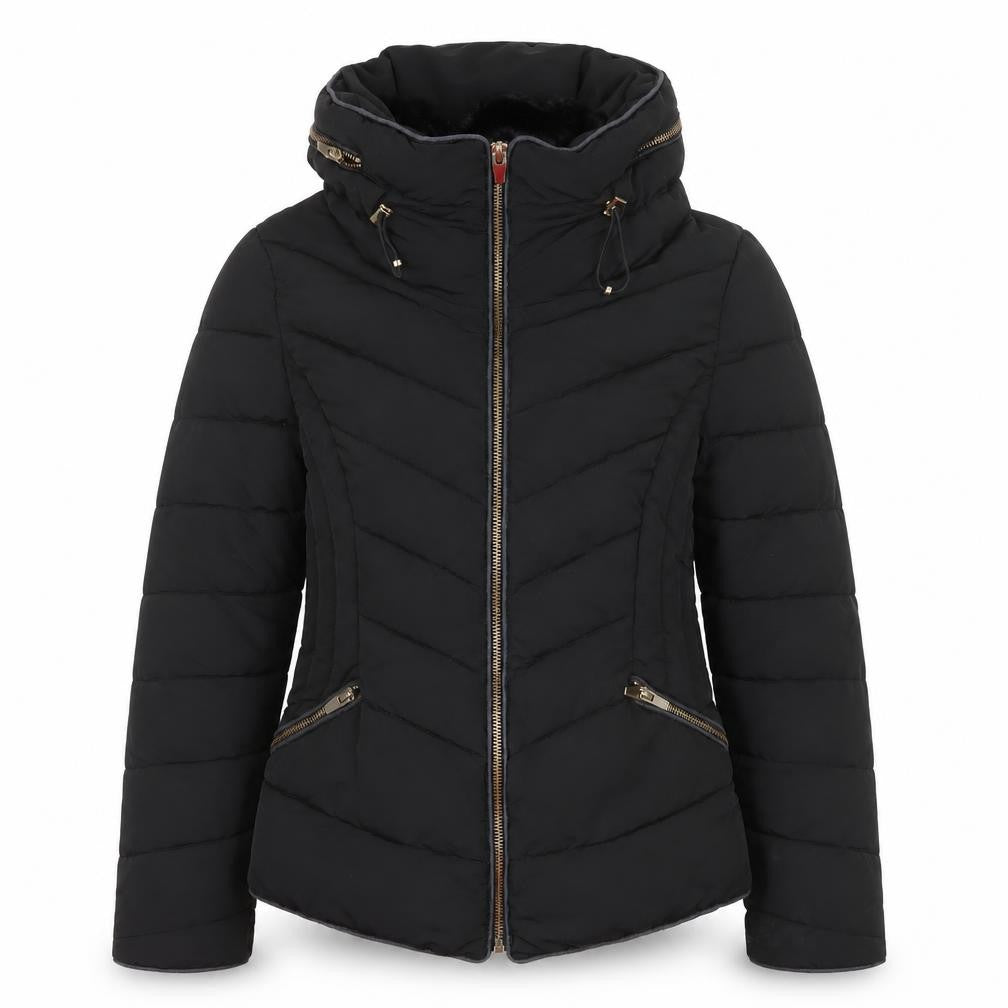 Zara Women's Black Puffer Jacket Size S Hooded Lined Zip Winter Coat