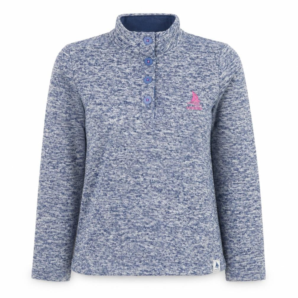 Land & Sea Womens Blue Henley Pullover Sweatshirt Size 12