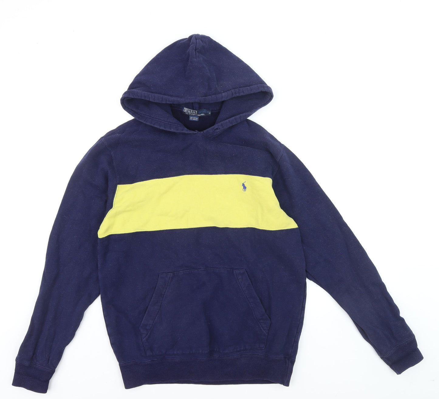 Ralph Lauren Men’s Blue Pullover Hoodie S Classic Fleece Cotton Blend