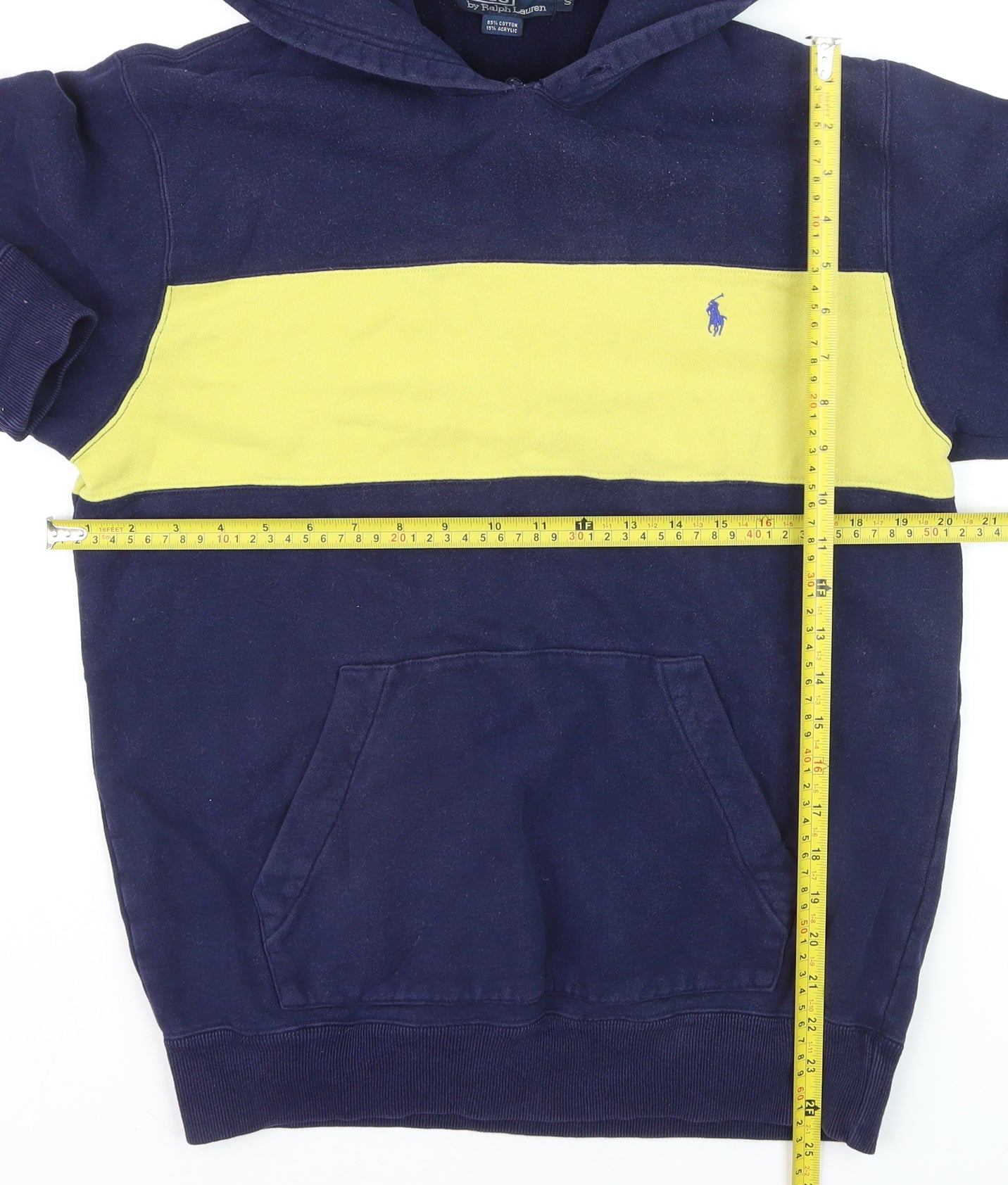 Ralph Lauren Men’s Blue Pullover Hoodie S Classic Fleece Cotton Blend