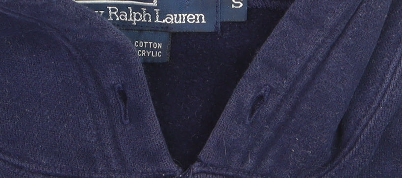 Ralph Lauren Men’s Blue Pullover Hoodie S Classic Fleece Cotton Blend