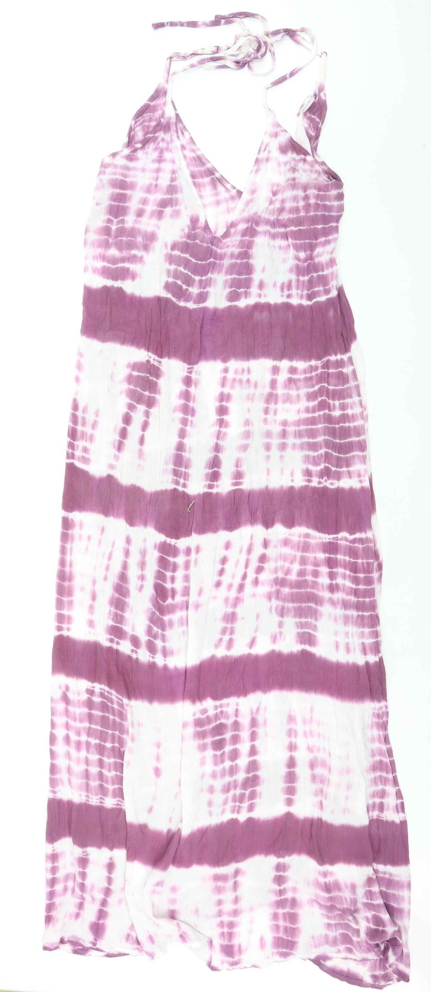 ASOS Women Purple Tie Dye Halter Slip Dress Size 10 Summer Beachwear