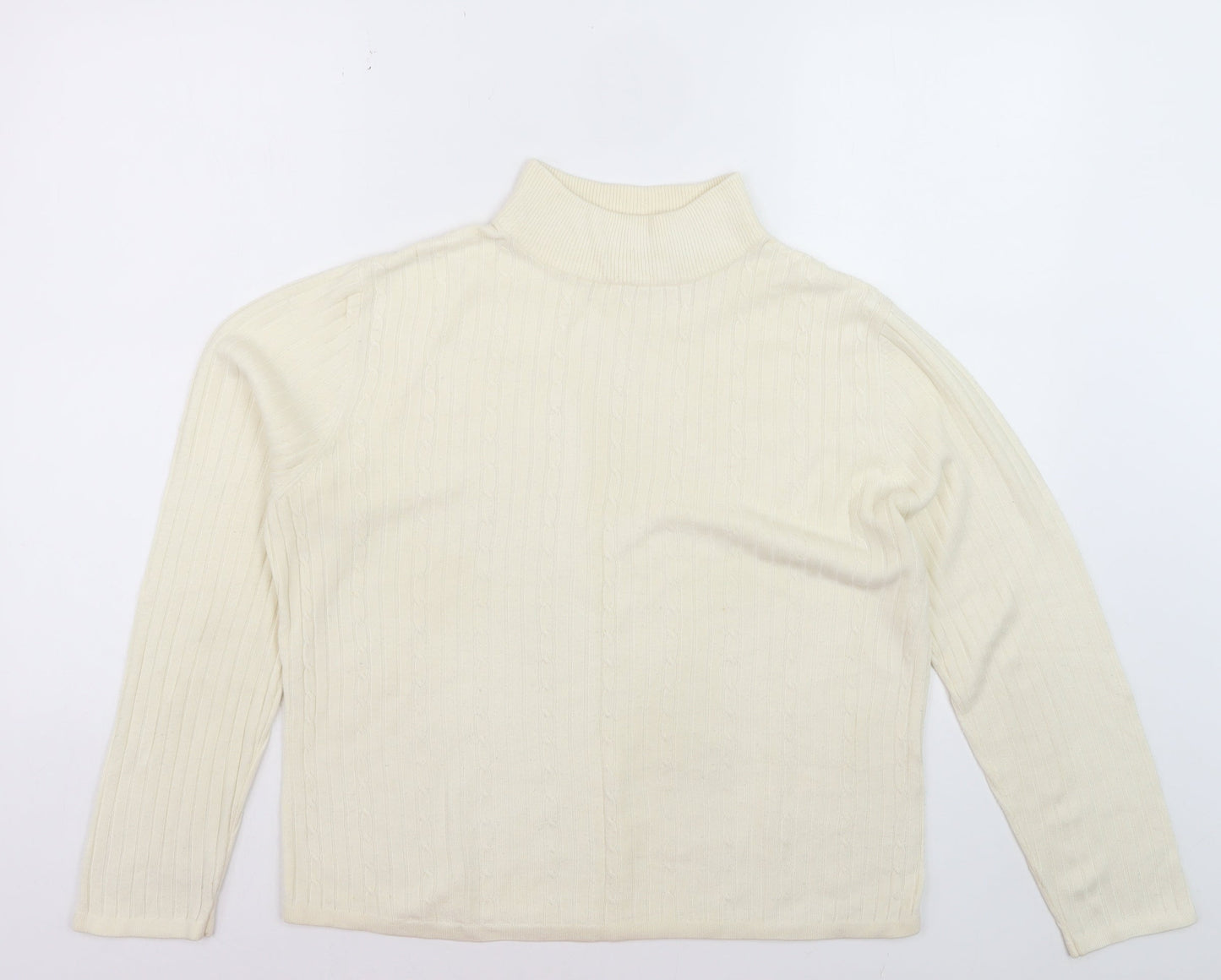 Croft & Barrow Women's Ivory Mock Neck Cable Knit Jumper L