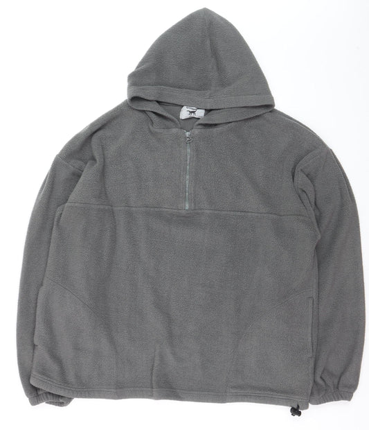 Preloved Scorpion Men's Grey Fleece 1/2 Zip Pullover Hoodie Size L - Front