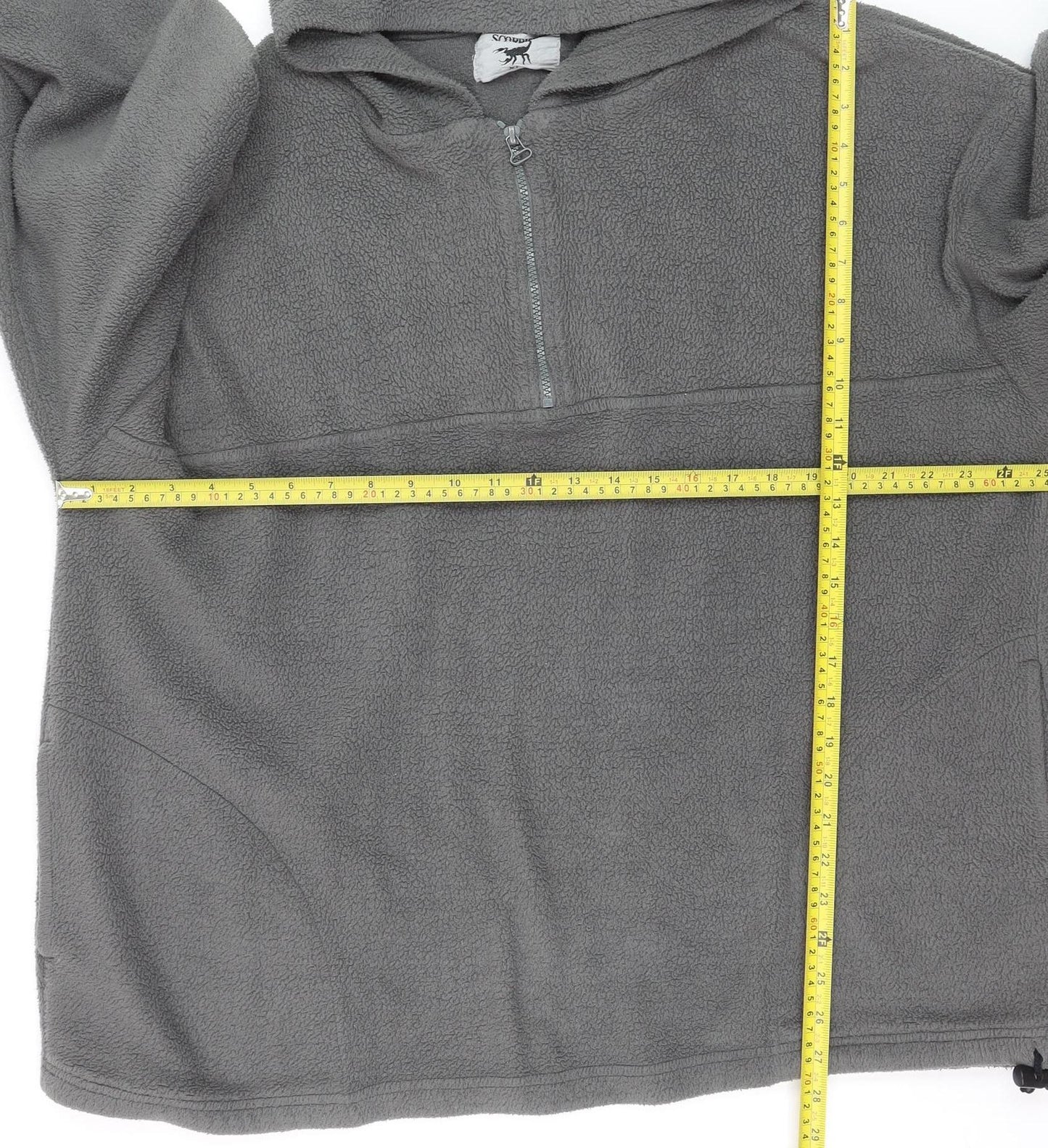 Scorpion Men's Grey Fleece 1/2 Zip Pullover Hoodie Size L