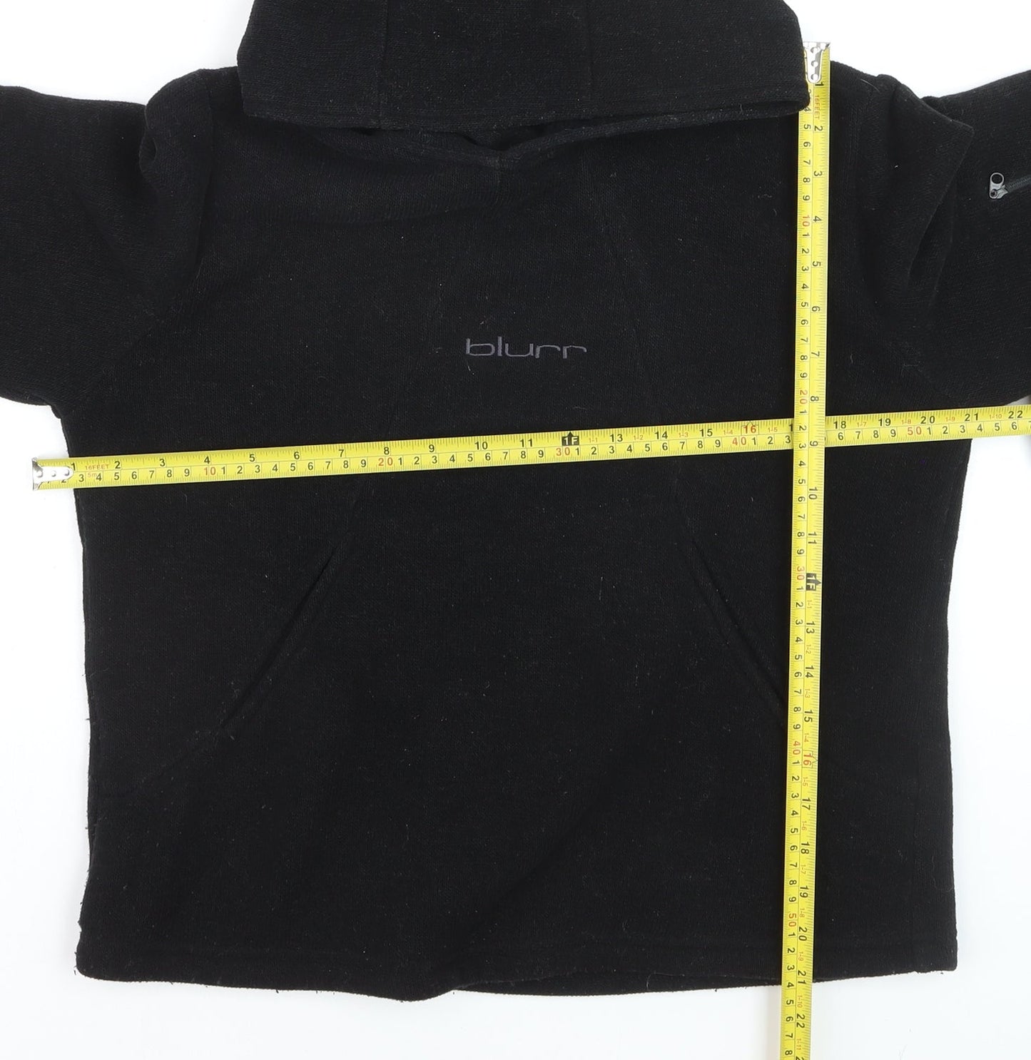 Blurr Men's Black Fleece Pullover Hoodie Medium