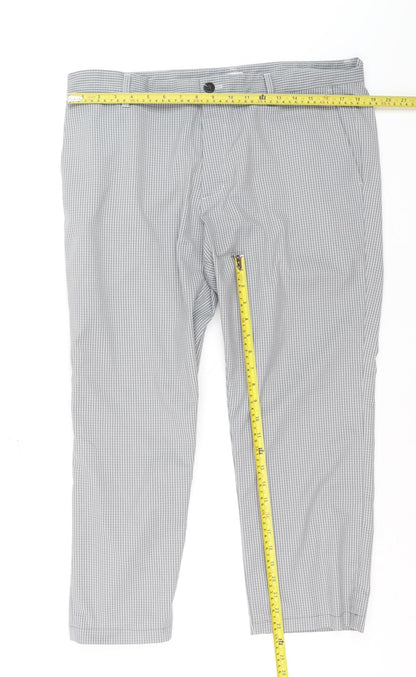 Back view of Adidas Men's Grey Check Chino Trousers Size 36x32 Regular Fit