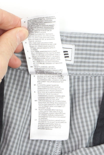 Brand and care label for Adidas Men's Grey Check Chino Trousers Size 36x32 Regular Fit