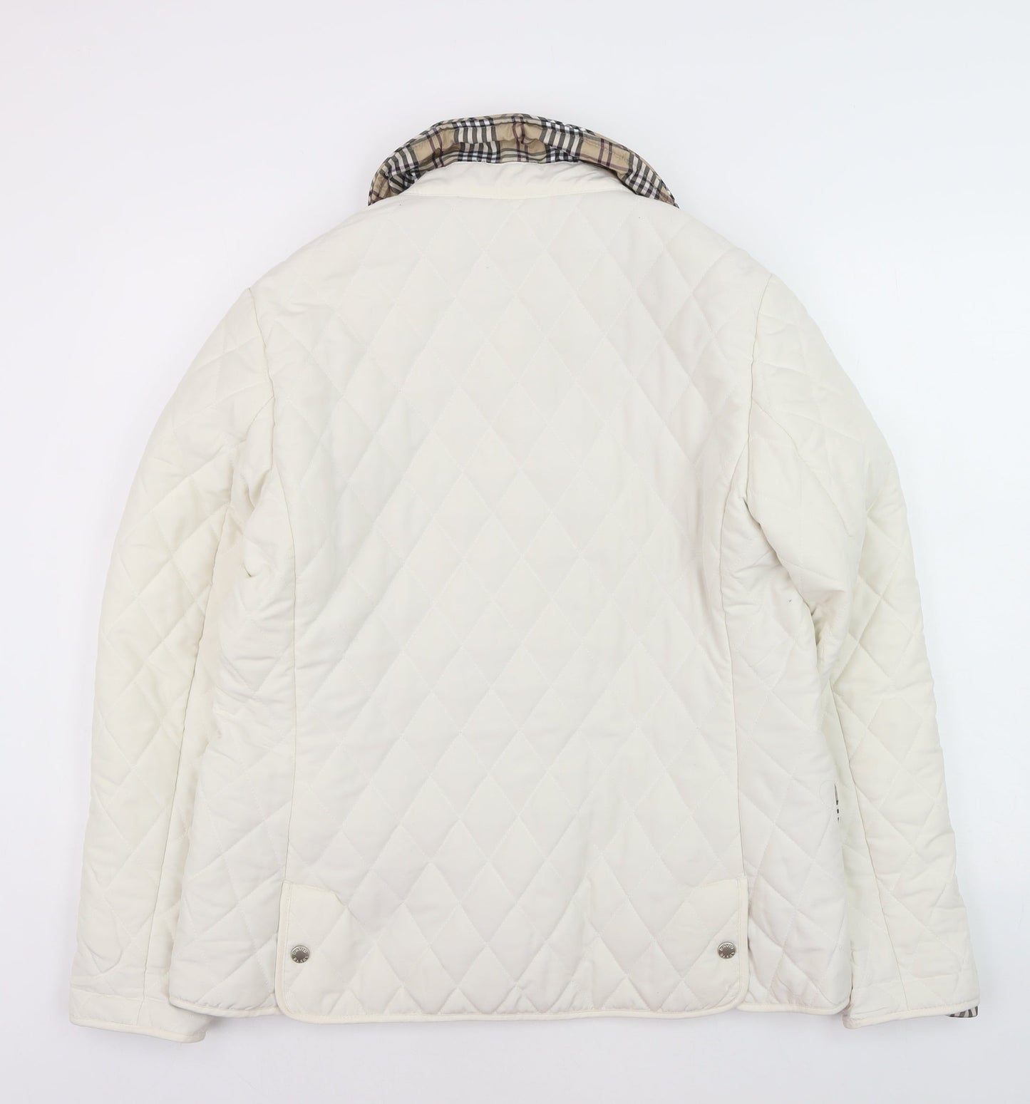 David Barry Womens Ivory Quilted Mid-Length Jacket Size 14