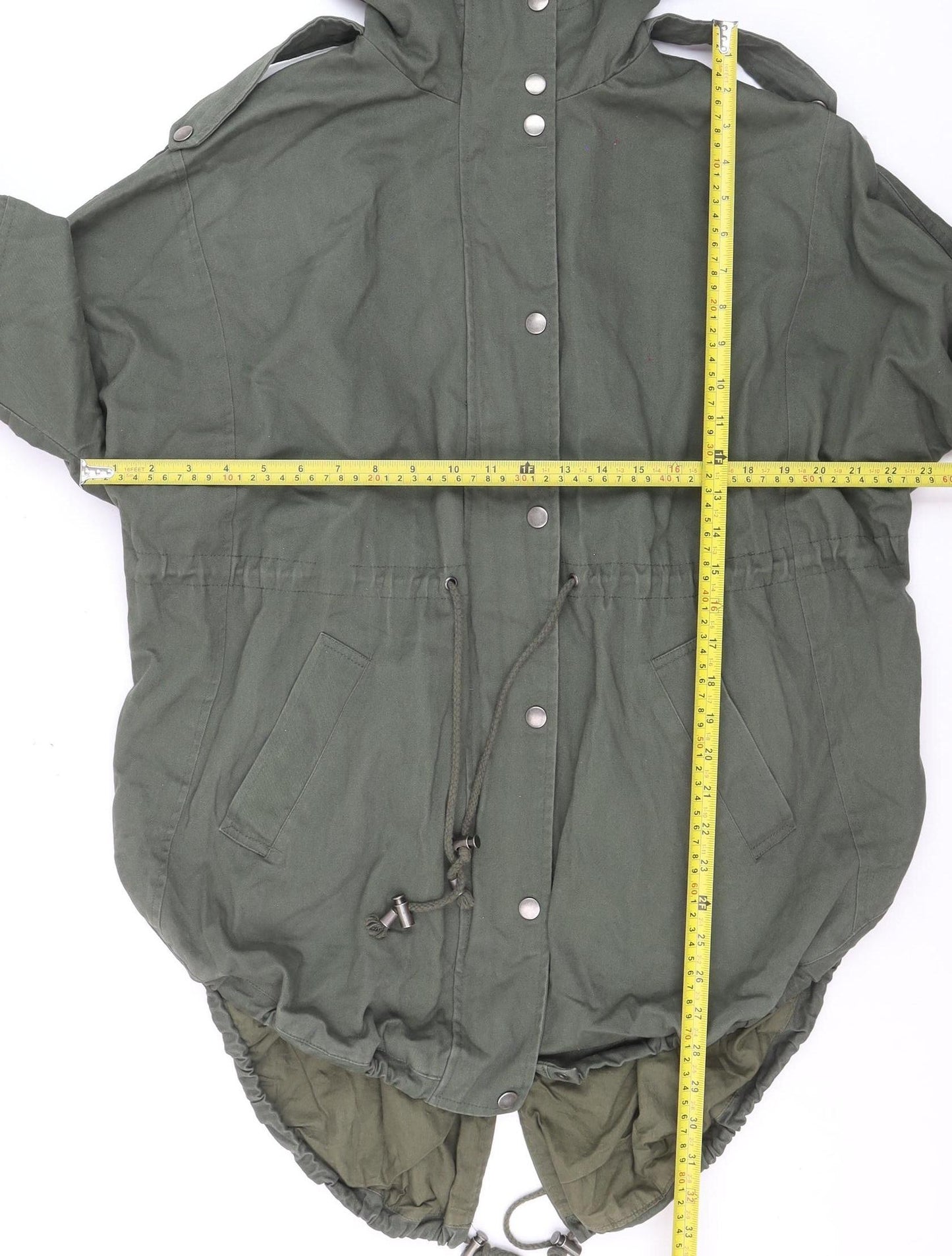 Sparkle & Fade Women's Green Cotton Hooded Parka Coat S