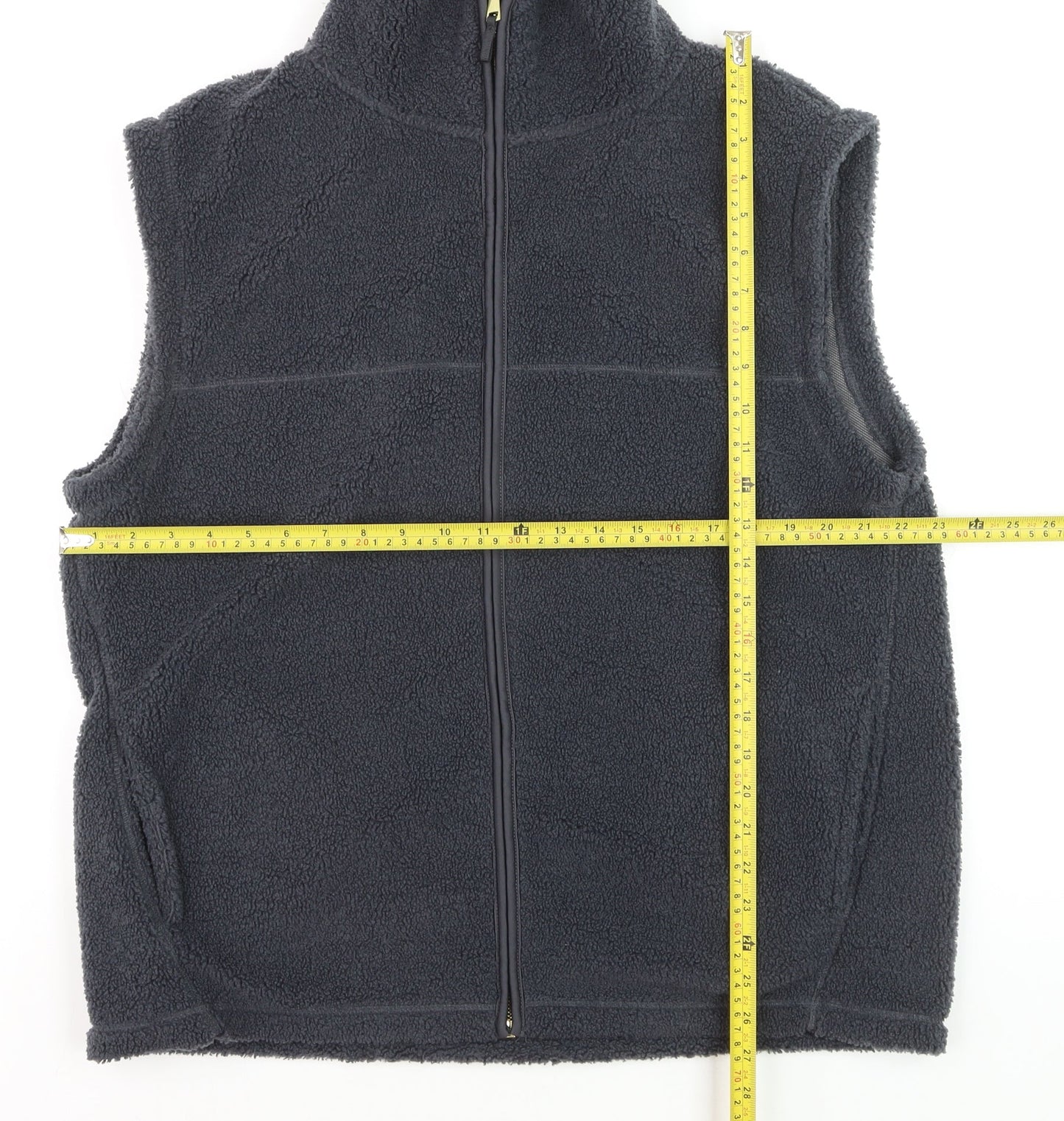 Tu Women Black Fleece Waistcoat Size 14 Full Zip Bodywarmer