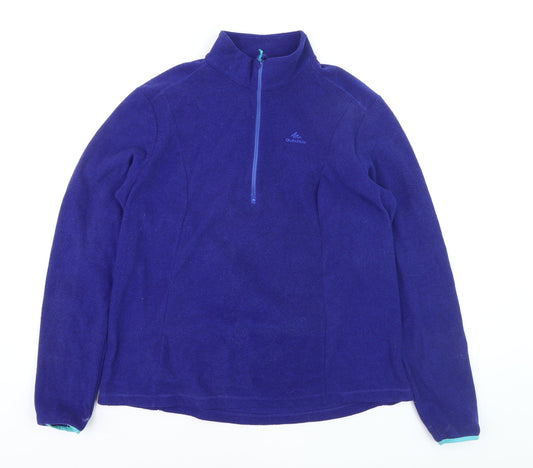 Preloved Quechua Men Blue XL Fleece 1/4 Zip Pullover Sweatshirt - Front