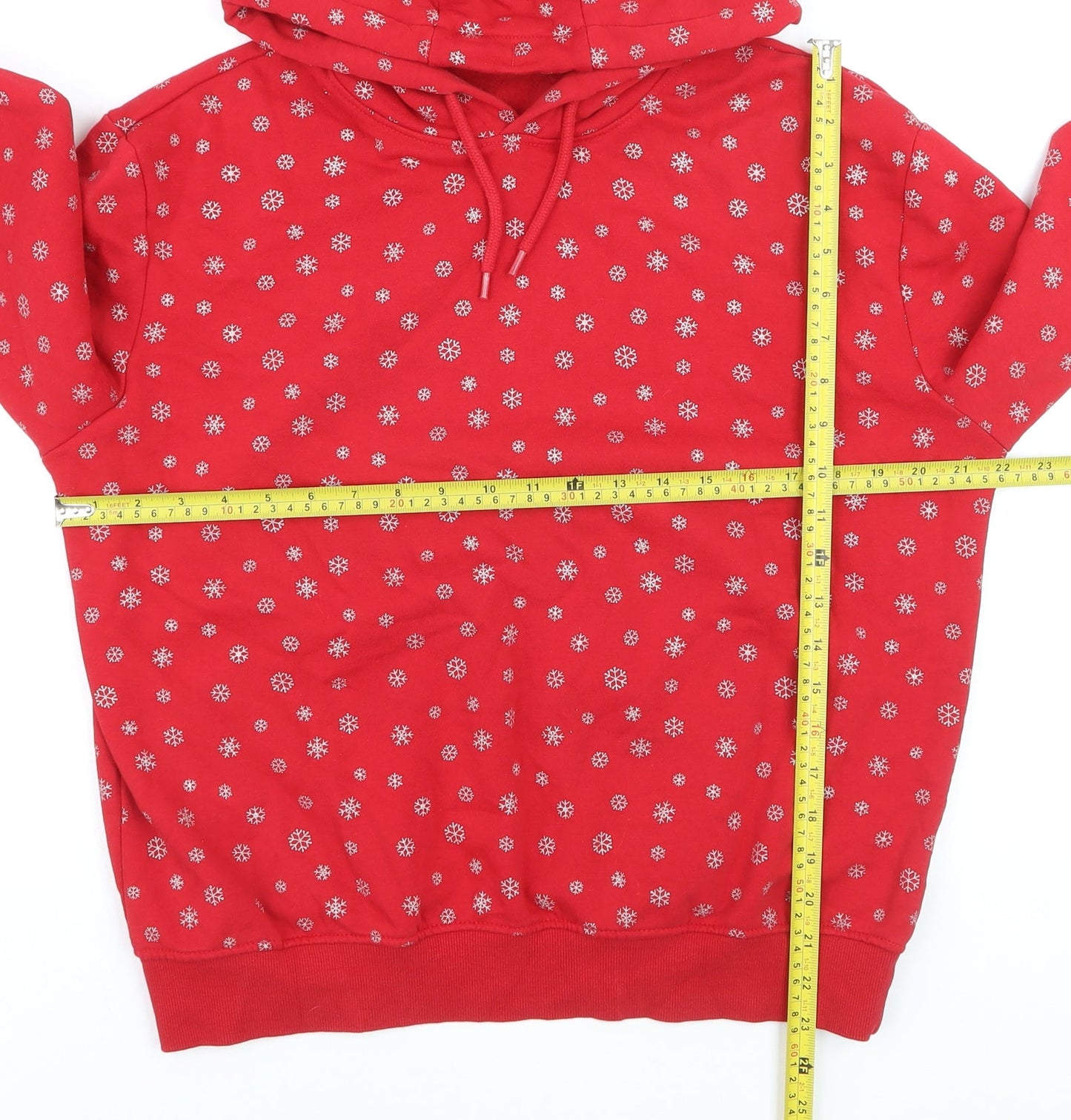 Esmara Women's Red Snowflake Pullover Hoodie Size S Winter Fleece