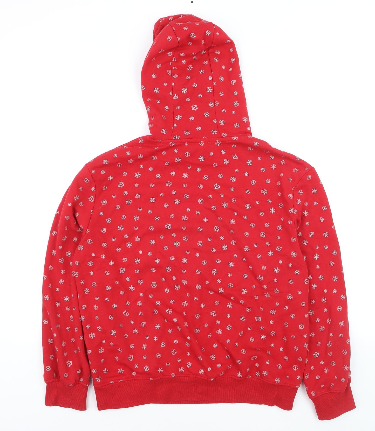 Esmara Women's Red Snowflake Pullover Hoodie Size S Winter Fleece
