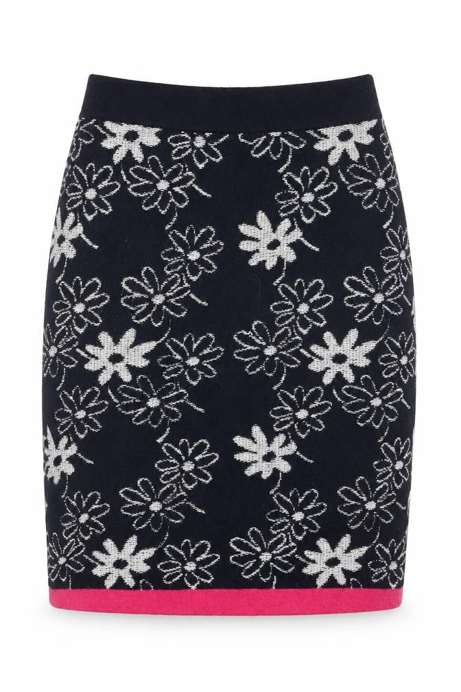 White Stuff Women's Blue Floral Knit Pencil Skirt Size 10