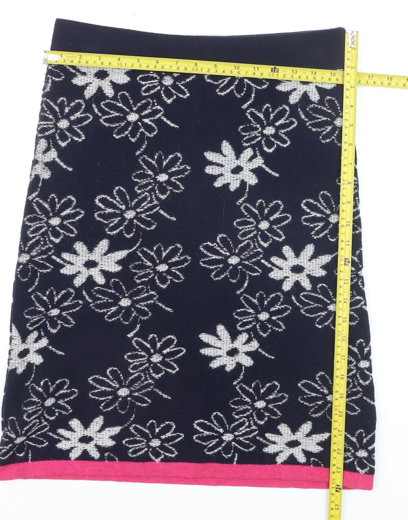 White Stuff Women's Blue Floral Knit Pencil Skirt Size 10