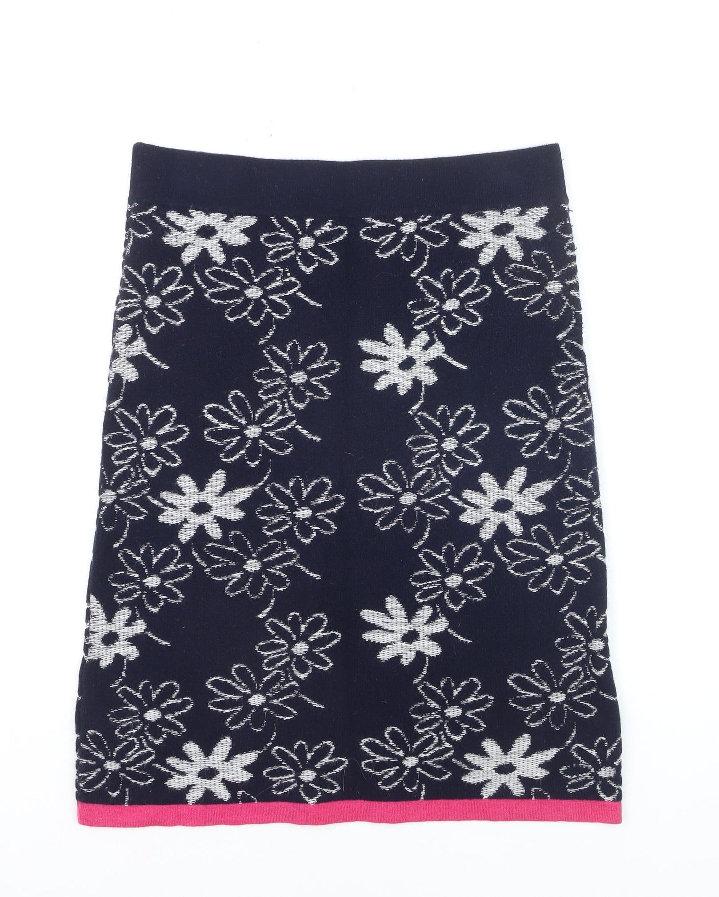 White Stuff Women's Blue Floral Knit Pencil Skirt Size 10